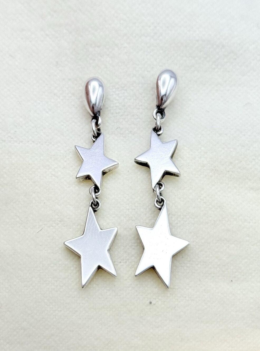 VERY RARE James Avery Retired 925 Sterling Silver Star Dangle Post Earrings